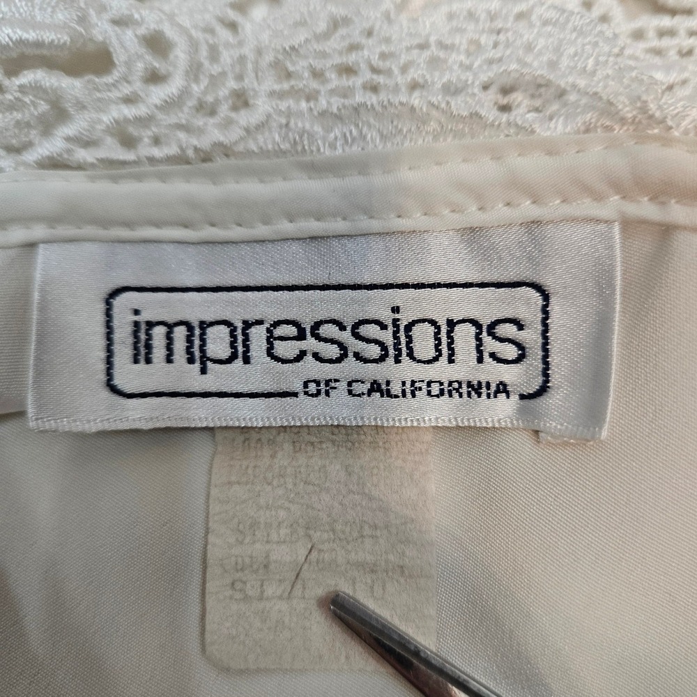 Vintage Impressions of California Ivory Blouse Lace Crochet Collar Size 10 H52 - Picture 6 of 8